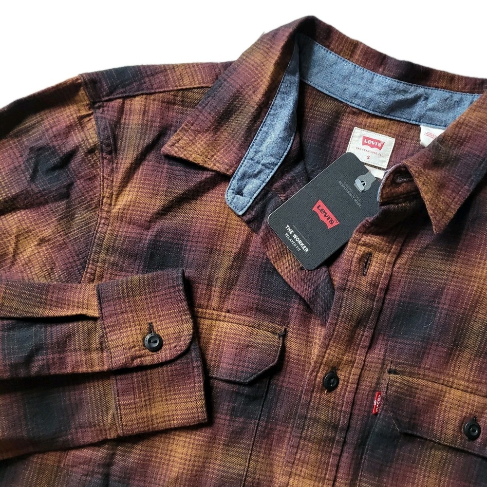 Levi's "The Worker" Relaxed Fit Flannel Shirt - NWT Rust/Brown Ombre - Small